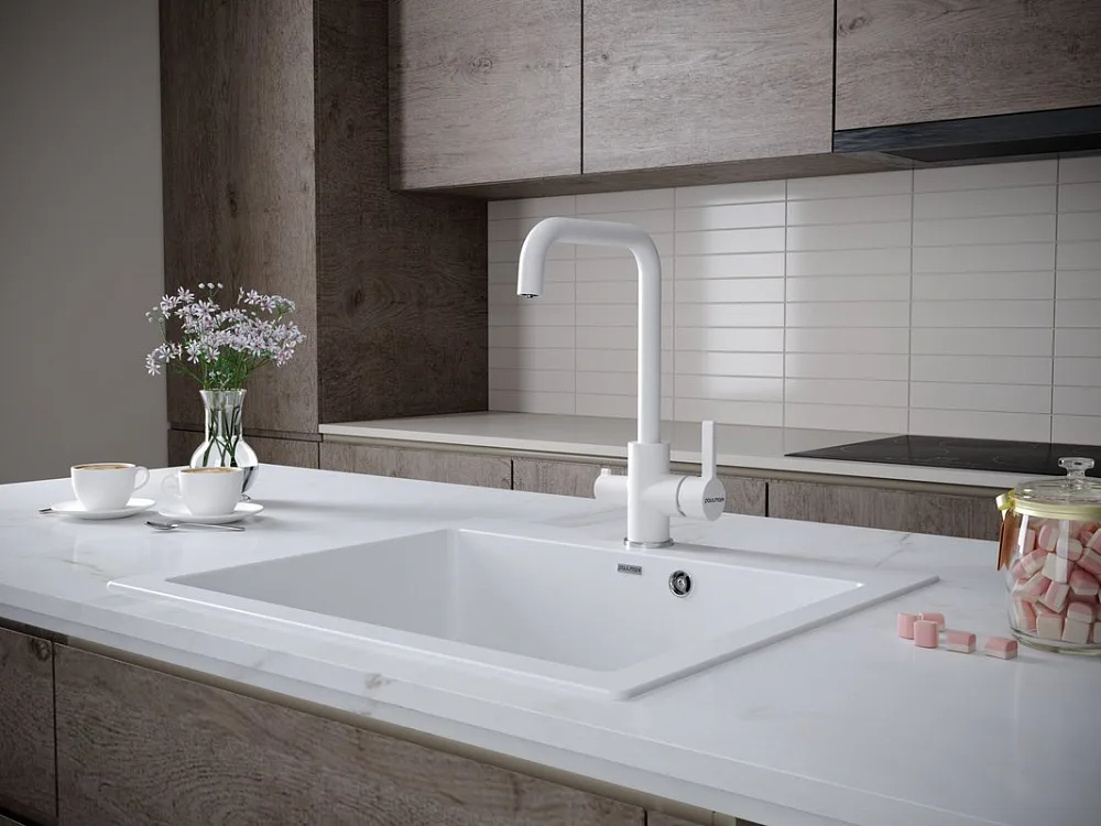 Смеситель для кухни Paulmark Logas Lo213021-431TW белый Sancos — официальный сайт