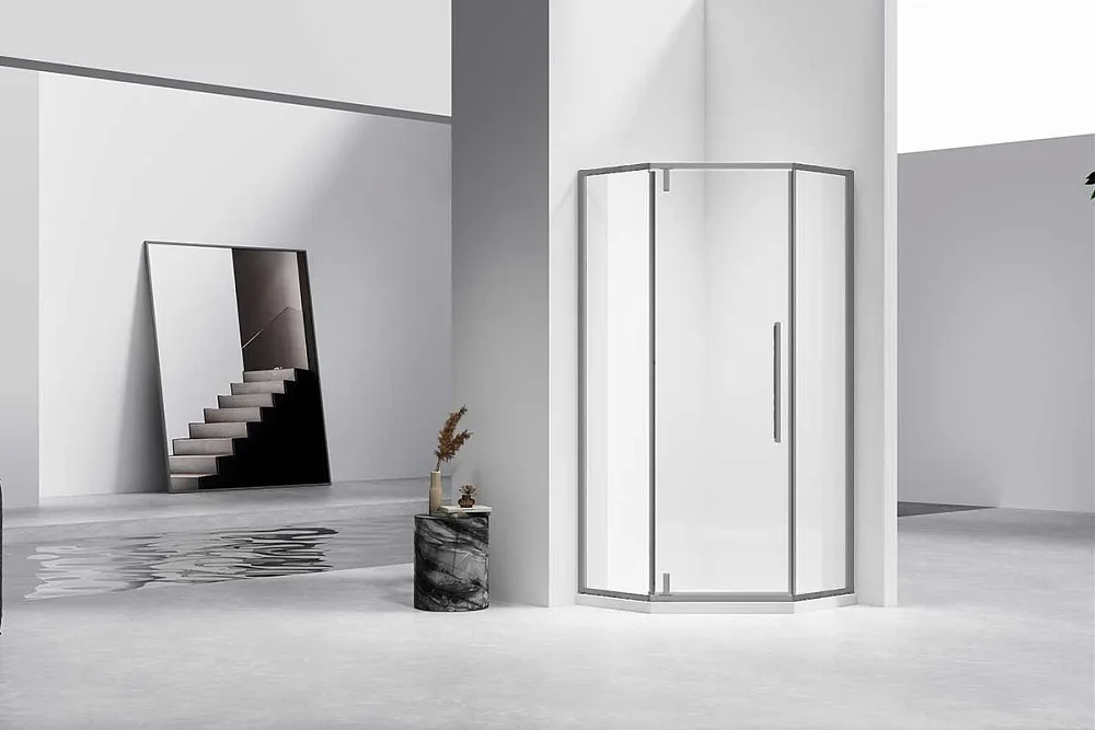 Душевой уголок Vincea Slim-N VSP-4SN100CLGM 100х100, профиль вороненая сталь, стекло прозрачное Sancos — официальный сайт