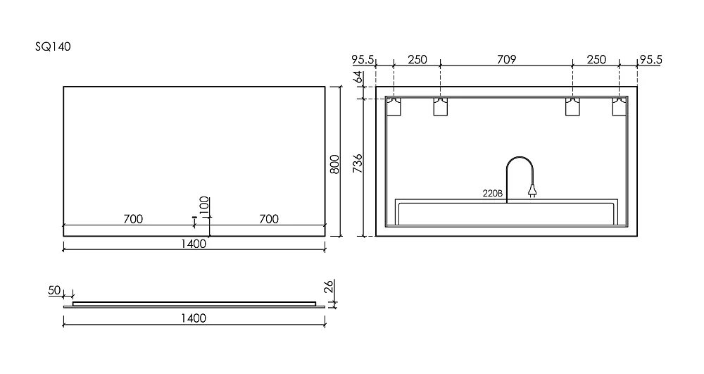 Зеркало Sancos Square 2.0 SQ2.1400 140 см Sancos — официальный сайт