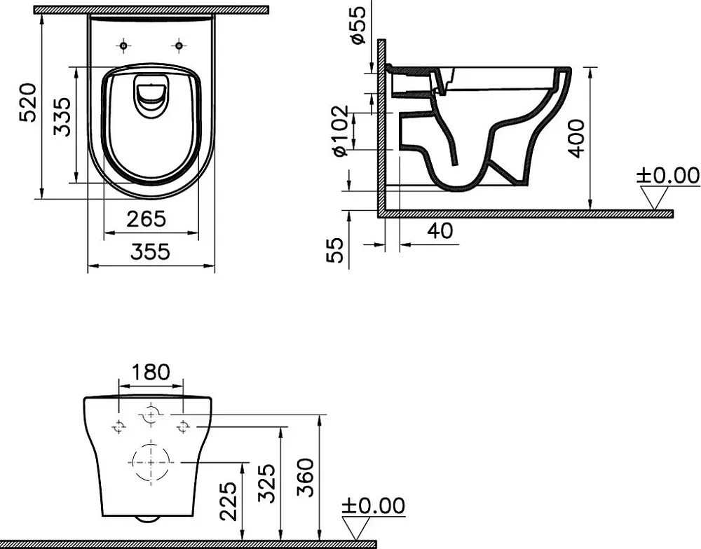 Чаша для унитаза подвесного VitrA Zentrum Round 7786B003-0075 Sancos — официальный сайт