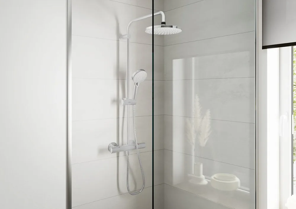 Душевая стойка Hansgrohe Vernis Blend Showerpipe 200 1jet EcoSmart 26089000, хром Sancos — официальный сайт