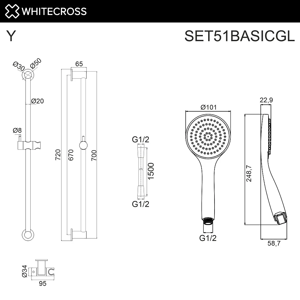 Душевой гарнитур WHITECROSS SET51BASICGL, золото Sancos — официальный сайт