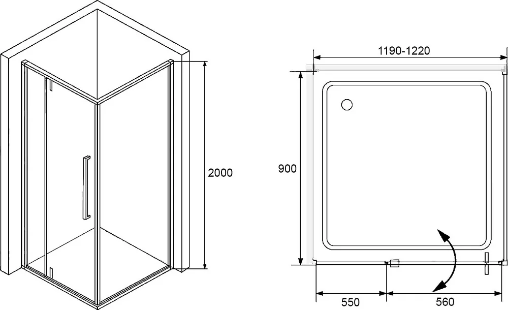 Душевой уголок RGW Stilvoll SV-03+90 см (119-122)x90x200 профиль хром, стекло прозрачное Sancos — официальный сайт
