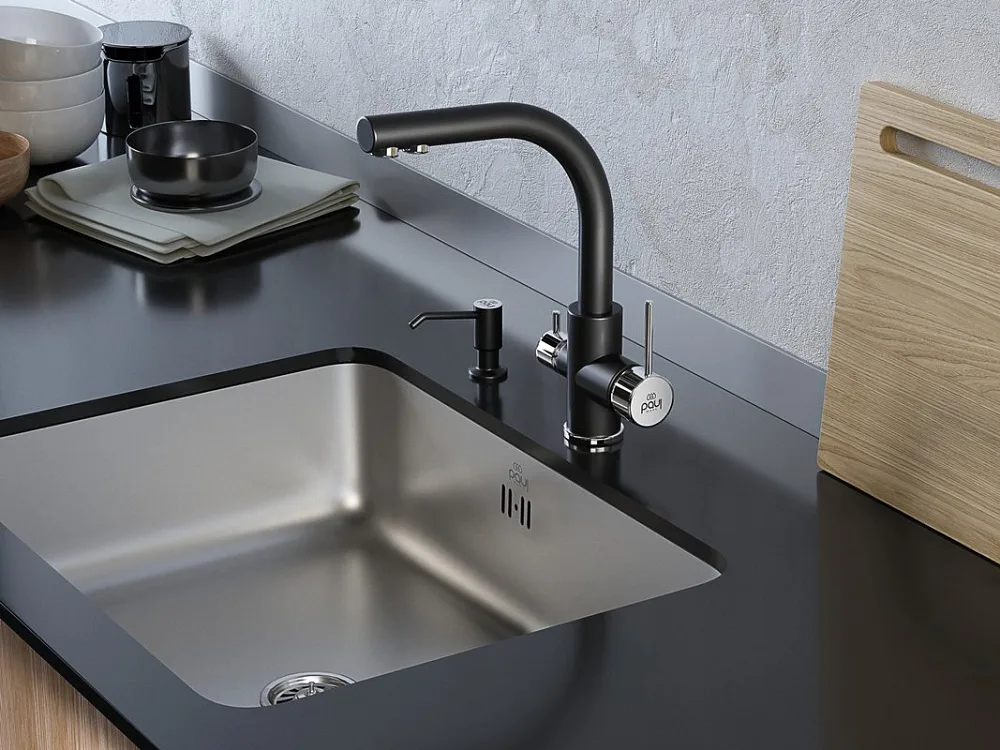Смеситель для кухни Paulmark Essen Es213011-401 антрацит Sancos — официальный сайт