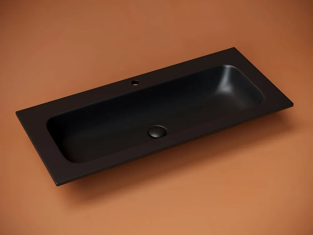 Мебельная раковина Ceramicanova Grace прямоугольная черная матовая 101 см CN7013MB Sancos — официальный сайт