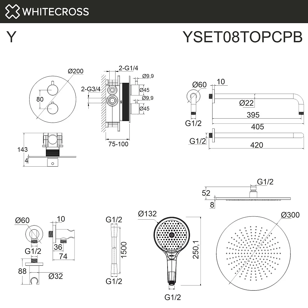 Душевой комплект WHITECROSS Y YSET08TOPCPB, С ВНУТРЕННЕЙ ЧАСТЬЮ, брашированная медь Sancos — официальный сайт