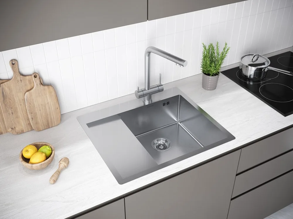 Мойка кухонная Paulmark Kroner PM225951-BSR брашированная нержавеющая сталь R Sancos — официальный сайт
