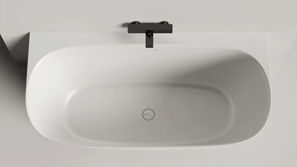 Ванна из искусственного камня Salini Sofia Wall S-Sense 160x80 см, пристенная, белая, овальная, с до Sancos — официальный сайт