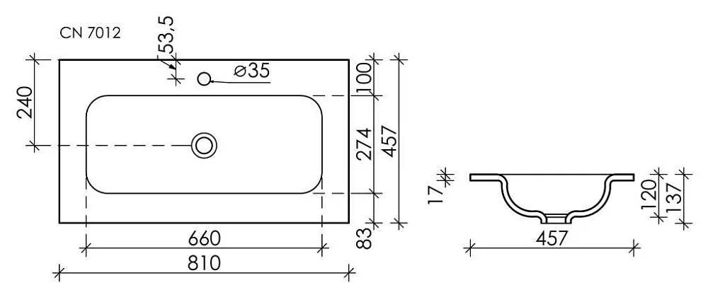 Мебельная раковина Ceramicanova Grace прямоугольная черная матовая 81 см CN7012MB Sancos — официальный сайт