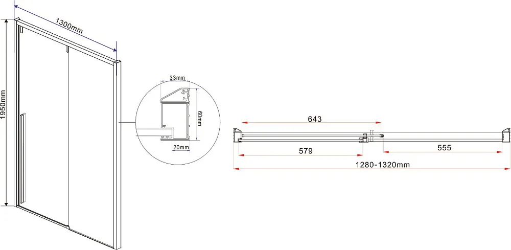 Душевая дверь в нишу Vincea Lugano VDS-1L130CLB-1 130 см, профиль черный Sancos — официальный сайт