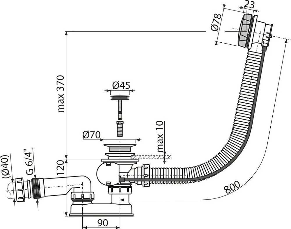 Слив-перелив AlcaPlast A55K-80-VE-01 Sancos — официальный сайт