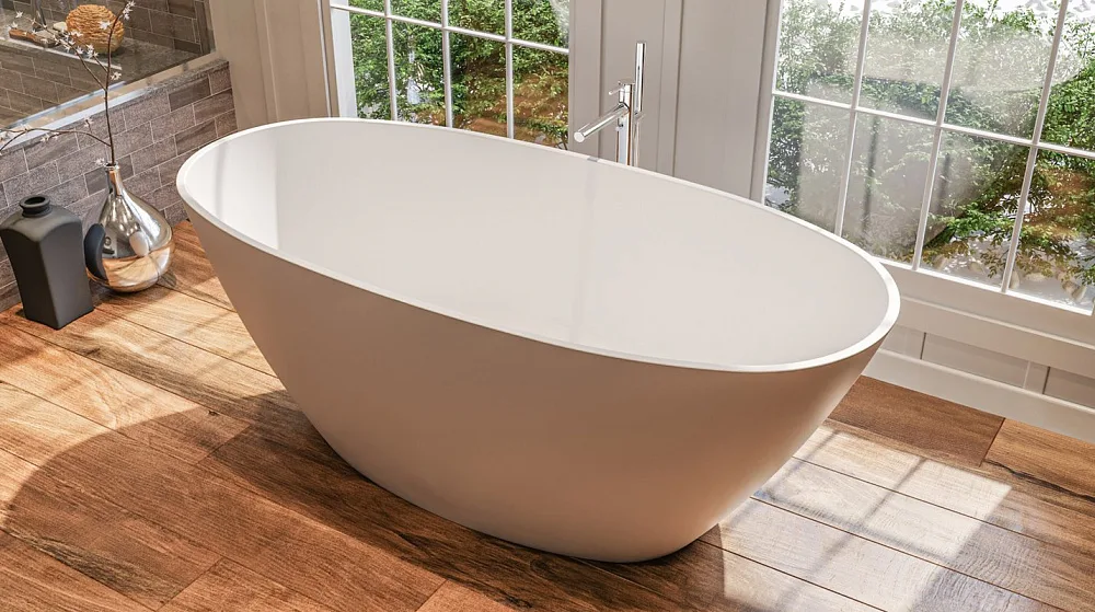 Ванна из искусственного камня WHITECROSS Onyx B 160x75 см, отдельностоящая, матовая белая, овальная, Sancos — официальный сайт