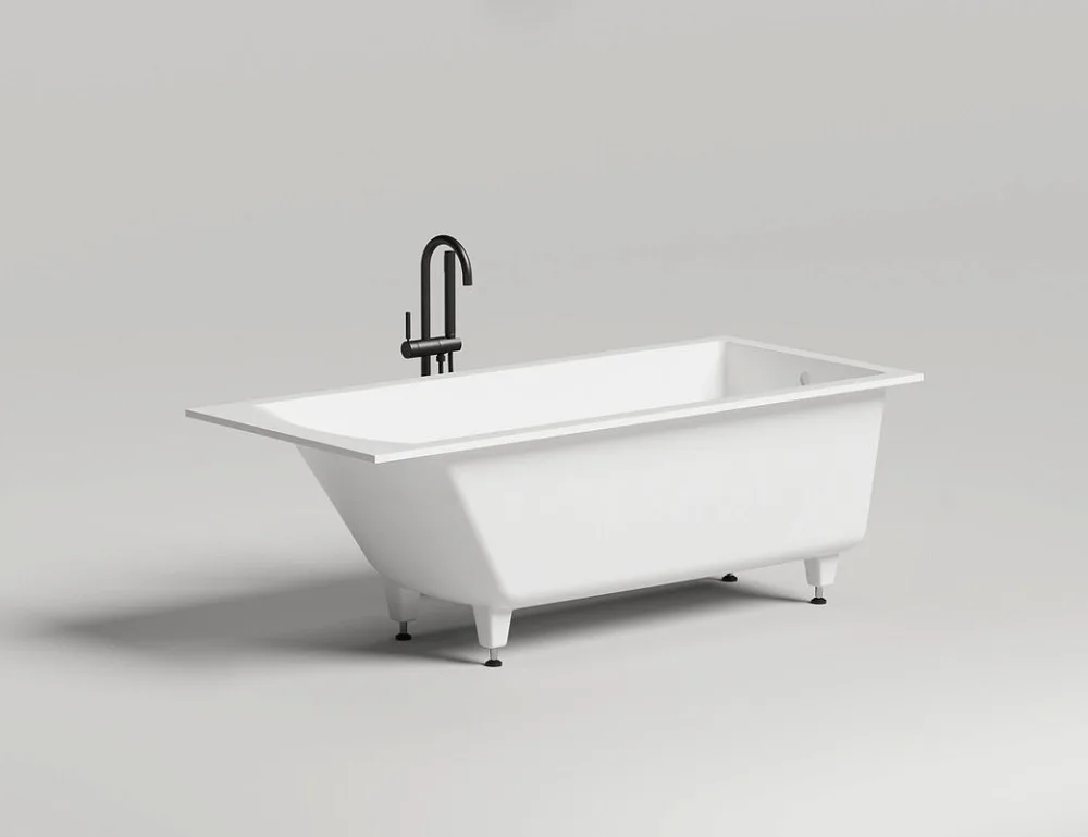 Ванна из искусственного камня Salini Cascata S-Stone 170x75 см, встраиваемая, матовая белая, на ножк Sancos — официальный сайт