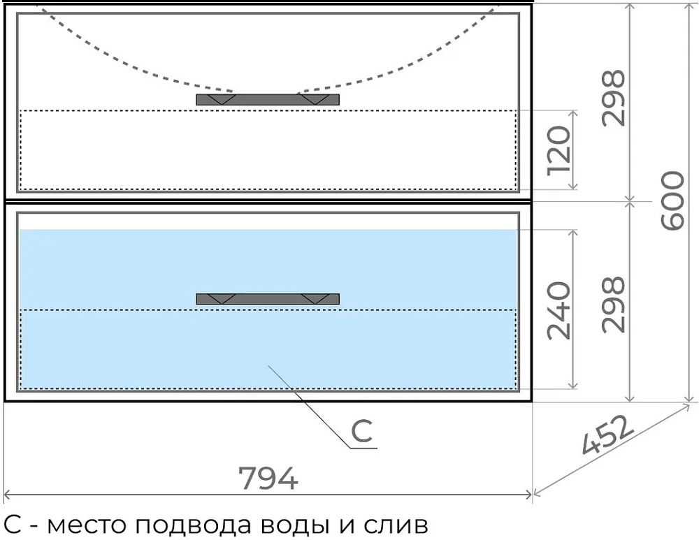 Тумба под раковину без столешницы Uperwood Foster 80 подвесная, 2 ящика, матовая белая Sancos — официальный сайт