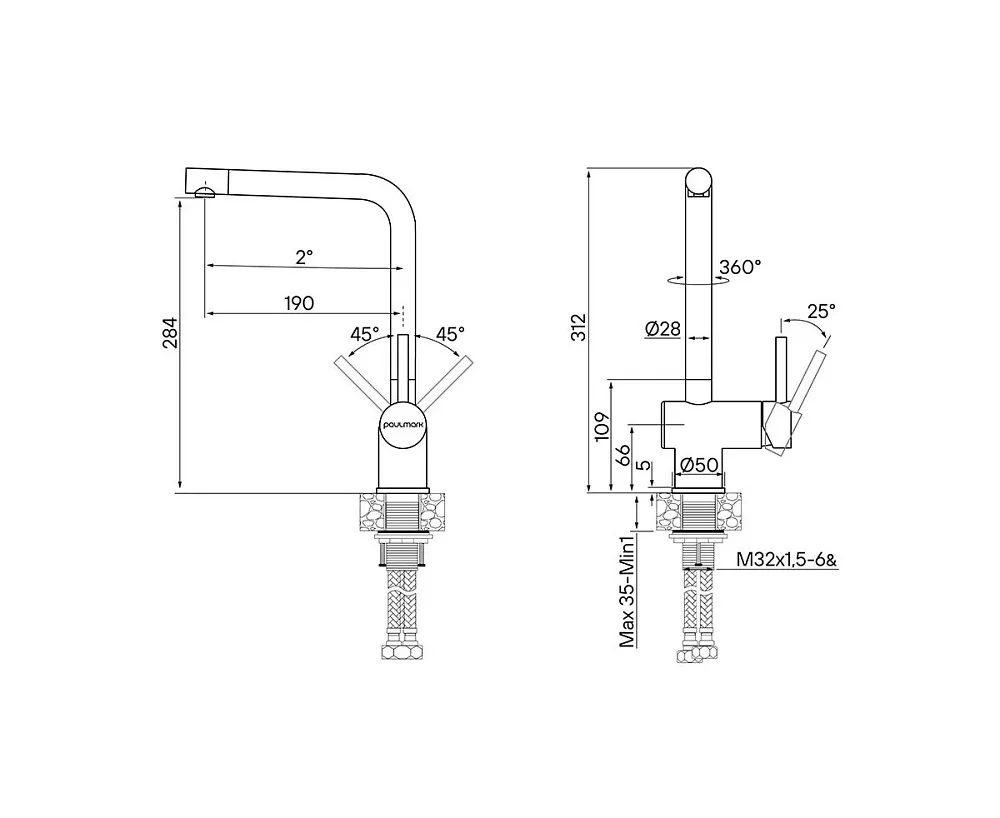 Смеситель для кухни Paulmark Spring Sp212067-LG, светлое золото Sancos — официальный сайт