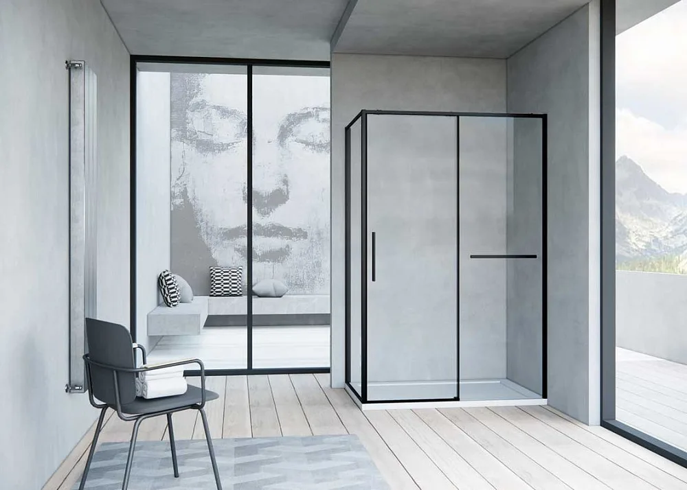 Душевой уголок Vincea Slim Soft VSR-1SS1010CLB 100x100, профиль черный, стекло прозрачное Sancos — официальный сайт