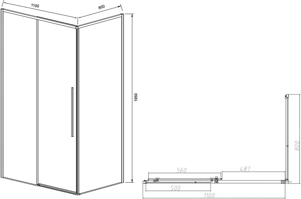 Душевой уголок Vincea Slim-N VSR-4SN8011CLB 110х80 см, профиль черный Sancos — официальный сайт