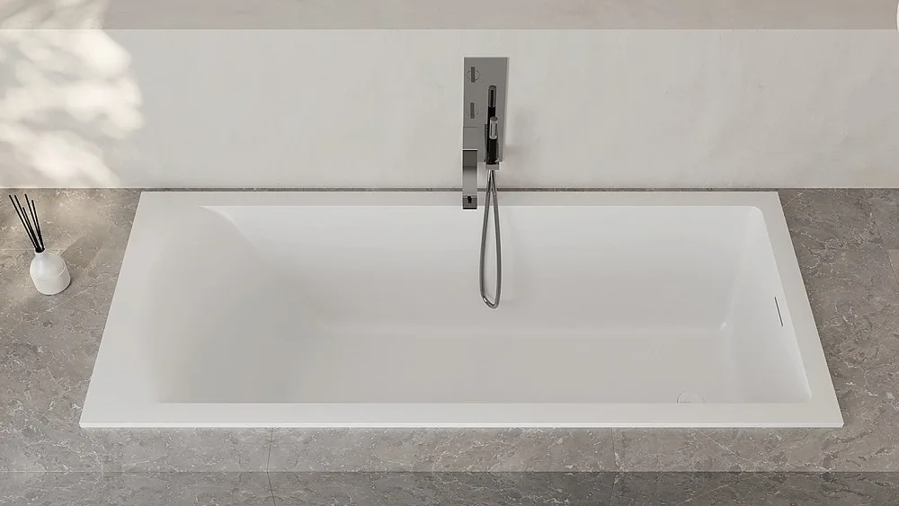 Ванна из искусственного камня Salini Cascata Kit S-Stone 180x80 см, встраиваемая, матовая белая, на  Sancos — официальный сайт