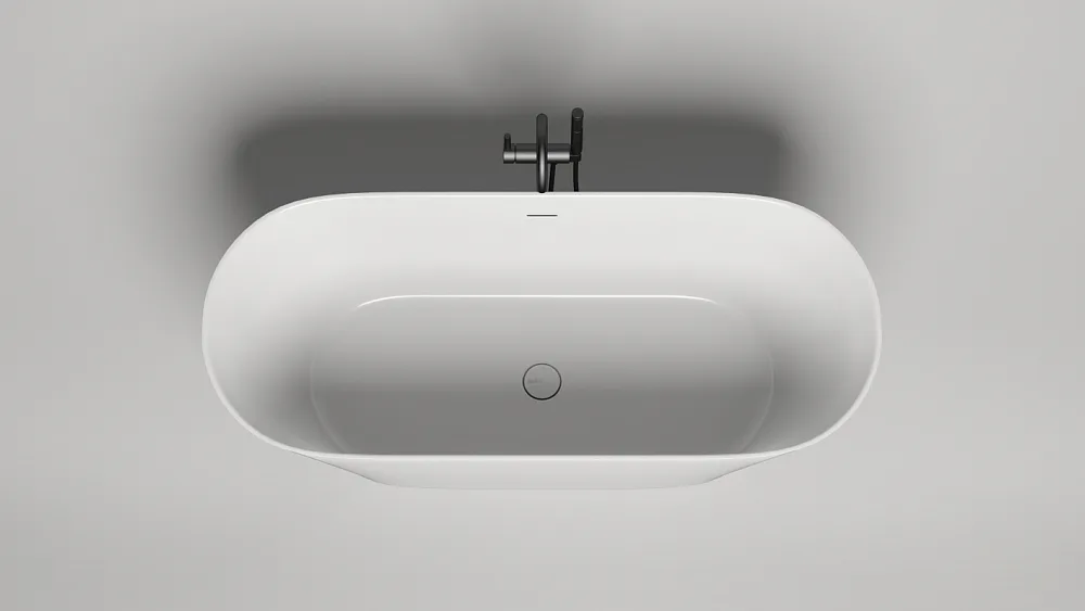 Ванна из искусственного камня Salini Mona S-Sense 170x70 см, отдельностоящая, белая, овальная, с дон Sancos — официальный сайт