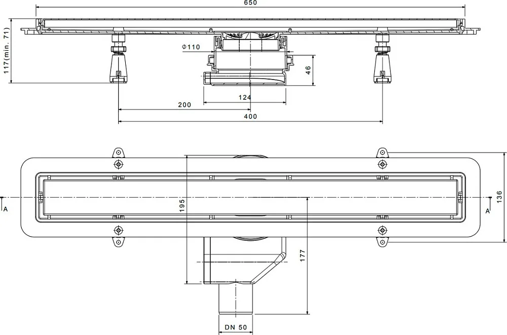 Душевой трап (лоток) Pestan Confluo Premium Line 300, белое стекло/сталь Sancos — официальный сайт