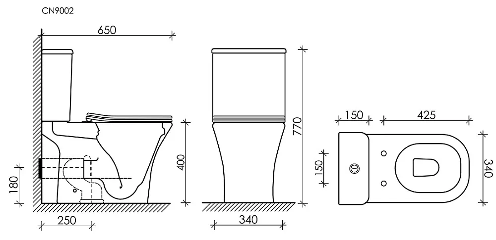 Чаша для унитаза-компакта Ceramicanova Alfa Rimless CN9002-B с сидением микролифт Sancos — официальный сайт