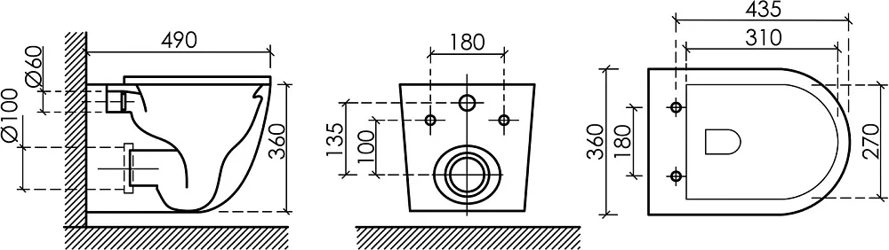 Унитаз подвесной Ceramicanova Uno Rimless CN11001MB Sancos — официальный сайт