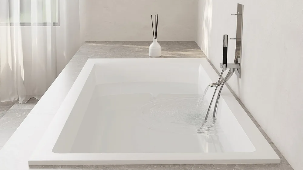 Ванна из искусственного камня Salini Cascata Kit S-Stone 180x80 см, встраиваемая, матовая белая, на  Sancos — официальный сайт
