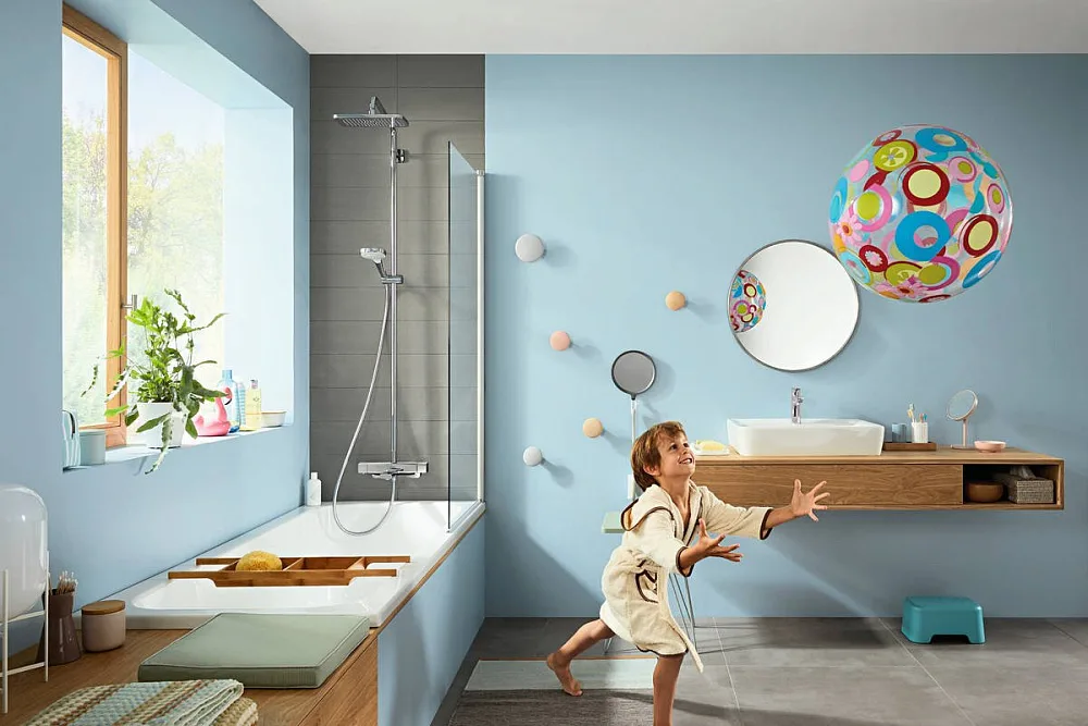 Душевая стойка Hansgrohe Croma 27687000, для ванны с душем, с термостатом Sancos — официальный сайт