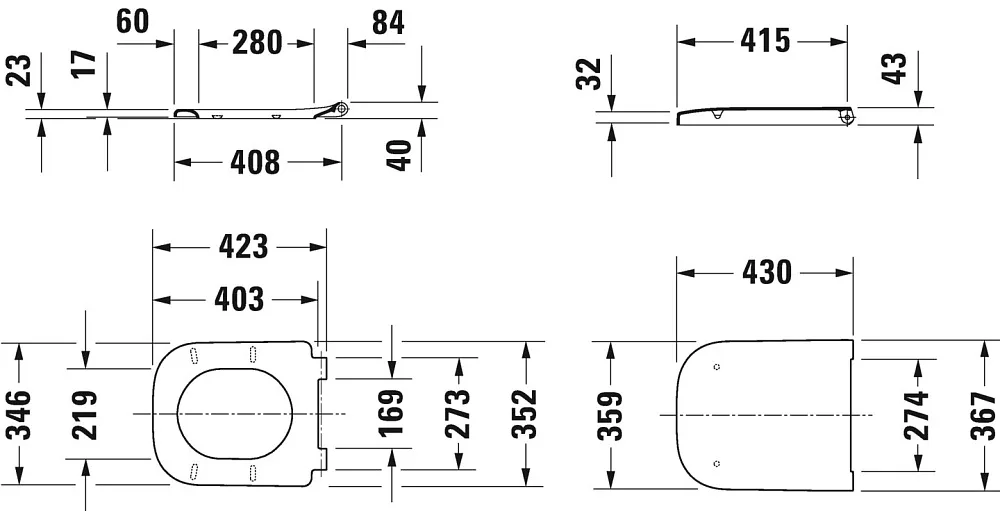 Унитаз подвесной Duravit Happy D.2 2222090000 64590000 с микролифтом, безободковый, белый Sancos — официальный сайт