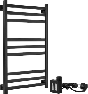 Полотенцесушитель электрический Secado Корсико 3 , 100x50 ТЭН квадратный, черный матовый, R