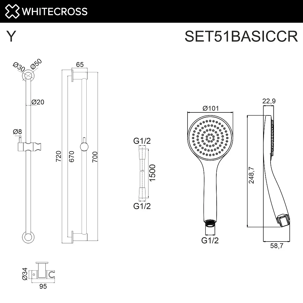 Душевой гарнитур WHITECROSS SET51BASICCR, хром Sancos — официальный сайт