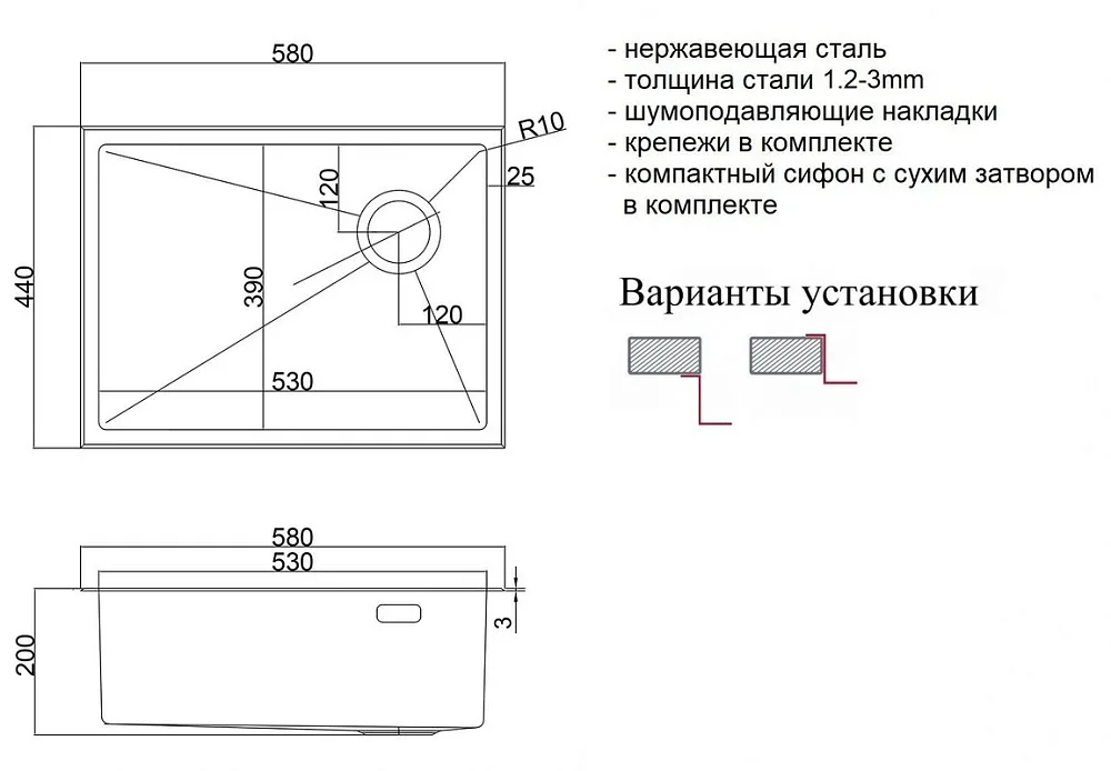 Кухонная мойка ZorG LUX 5844 GRAFIT Sancos — официальный сайт