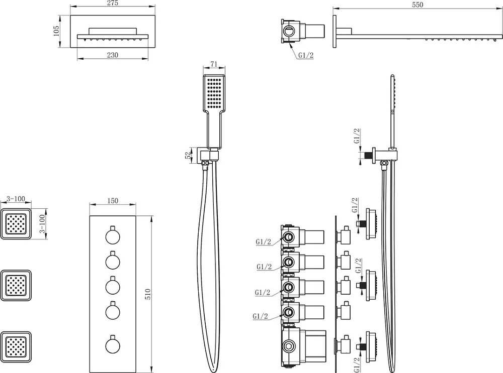 Душевой комплект Wonzon & Woghand WW-D4100-A-CR, С ВНУТРЕННЕЙ ЧАСТЬЮ, хром Sancos — официальный сайт