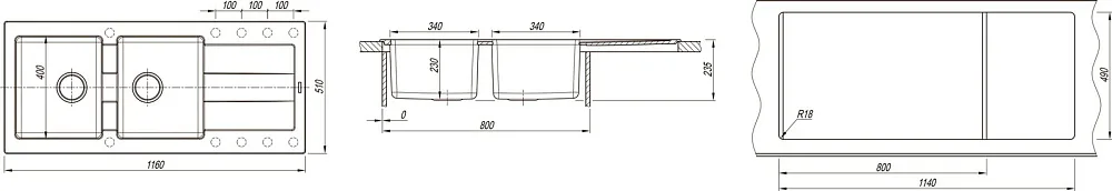 Мойка кухонная Florentina Комби 1160 грей Sancos — официальный сайт