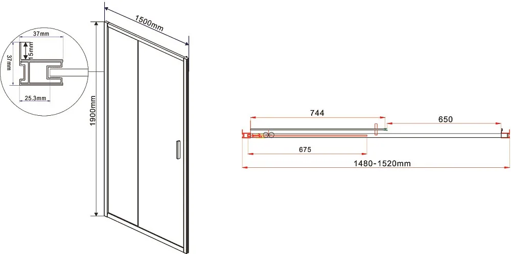 Душевая дверь в нишу Vincea Garda VDS-1G150CLB 150 см, профиль черный, стекло прозрачное Sancos — официальный сайт