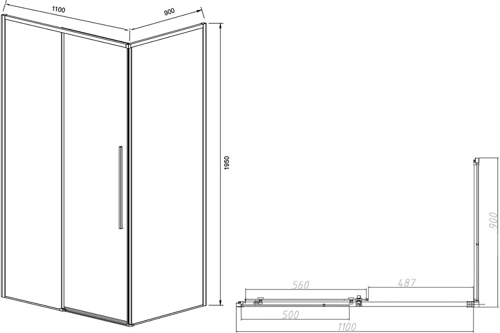 Душевой уголок Vincea Slim-N VSR-4SN9011CLB 110х90 см, профиль черный Sancos — официальный сайт
