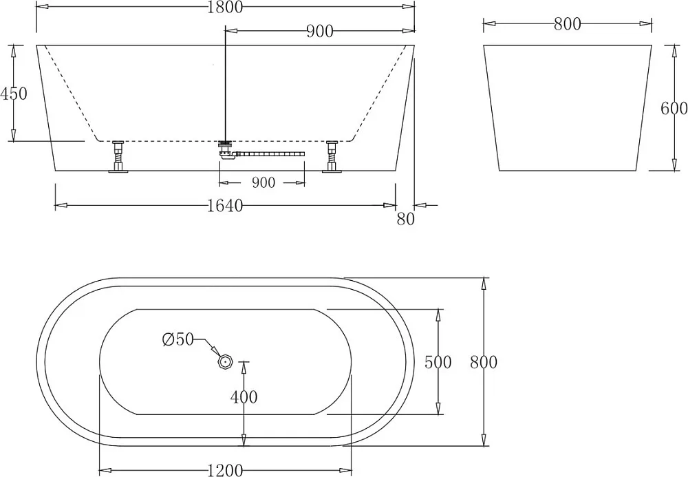 Акриловая ванна BelBagno BB71-1800-NERO-W0 180x80 см, отдельностоящая, глянцевая черная, овальная Sancos — официальный сайт