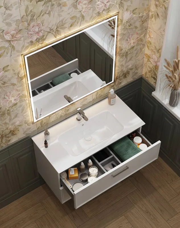 Тумба под раковину без столешницы KERAMA MARAZZI Piano 85 подвесная, белая глянцевая Sancos — официальный сайт
