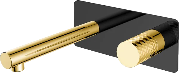 Смеситель для раковины Boheme Stick 125-BG С ВНУТРЕННЕЙ ЧАСТЬЮ, black, diamond gold Sancos — Оригинал