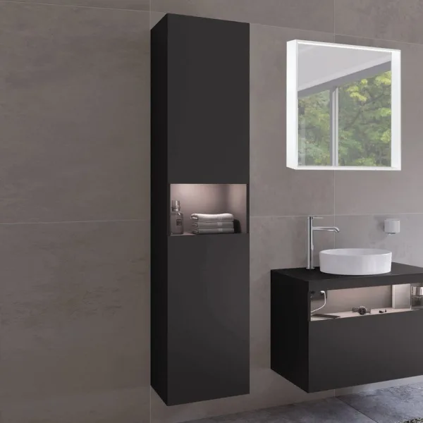 Шкаф-пенал для ванной Keuco Stageline 32831 L, вулканит, с подсветкой Sancos — Оригинал