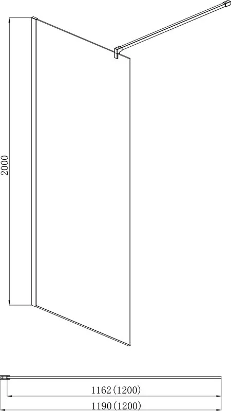 Душевая перегородка AQUATEK AQ WIW 12020BL 120x200 см, черный матовый профиль Sancos — официальный сайт