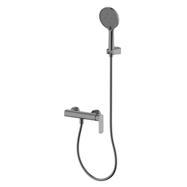 Смеситель для душа с душевым гарнитуром, метал Gun metal, AQUAme Monza AQM6313GM Sancos — Оригинал
