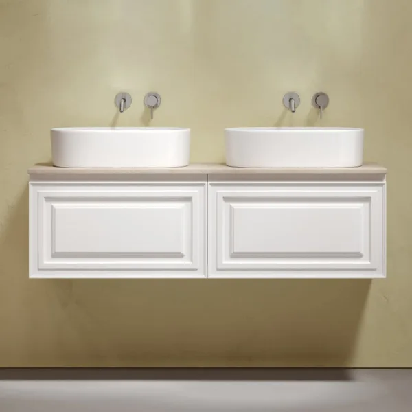 Тумба с раковиной Sancos Very 140 bianco, столешница бежевая TT140A2, раковина CN6075 Sancos — Оригинал