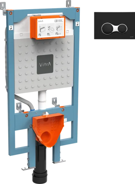 Система инсталляции для унитазов VitrA V8 768-5800-01, с кнопкой смыва Root Square 740-0411 черной Sancos — Оригинал