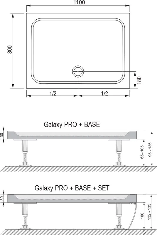 Поддон для душа Ravak Galaxy Pro Chrome Gigant Pro 110х80 Sancos — официальный сайт