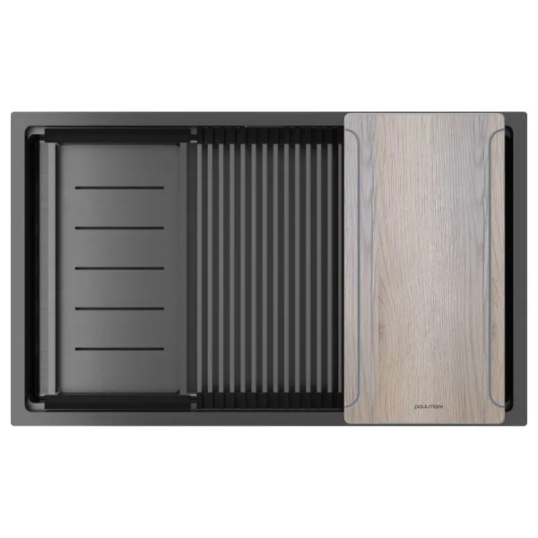 Мойка кухонная Paulmark Next-Multi Sink 74 UNI PM787445-GM вороненая сталь Sancos — Оригинал