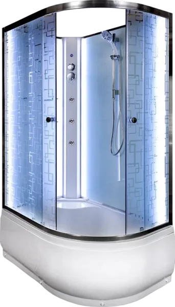 Душевая кабина DTO EM4512LN LED с гидромассажем (120х80х208), высокий поддон (50 см), профиль хром,  Sancos — Оригинал
