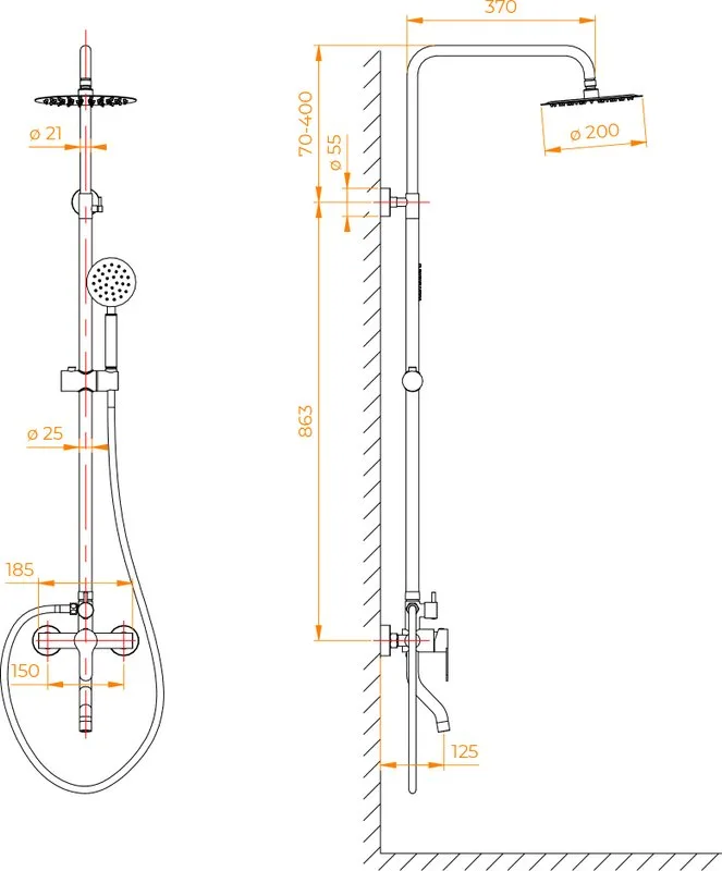 Душевая стойка RGW Shower Panels SP-24B, матовый черный Sancos — официальный сайт