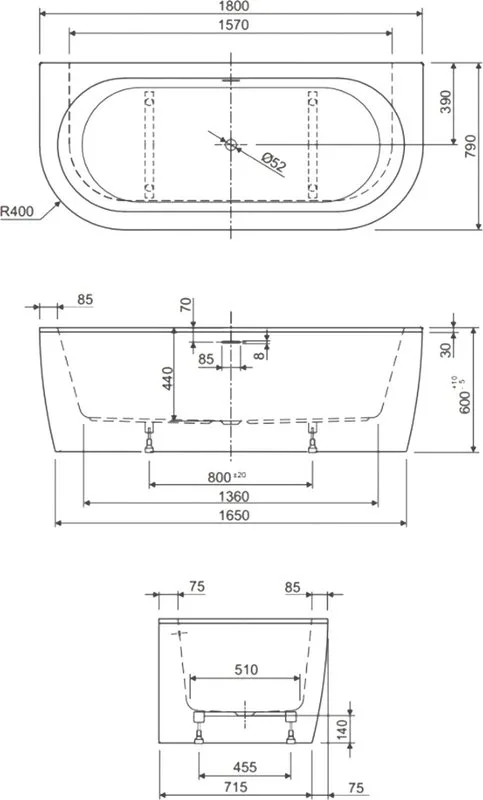 Акриловая ванна Cezares Slim SLIM WALL-180-80-60-NERO-SET 180x80 см, пристенная, черная матовая, ова Sancos — официальный сайт