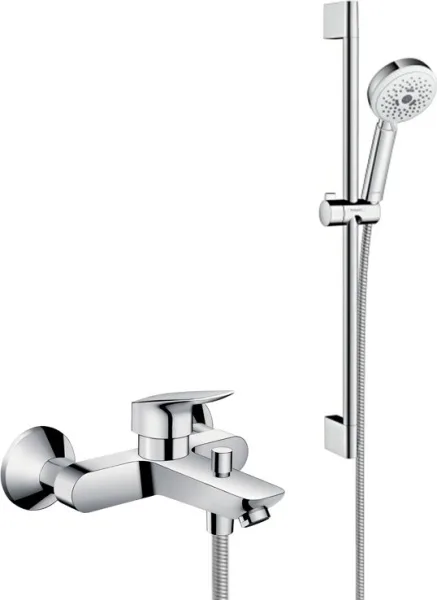 Смеситель для ванны с душем Hansgrohe Logis 71400000, + Душевой гарнитур Hansgrohe Crometta 100 Mult Sancos — Оригинал